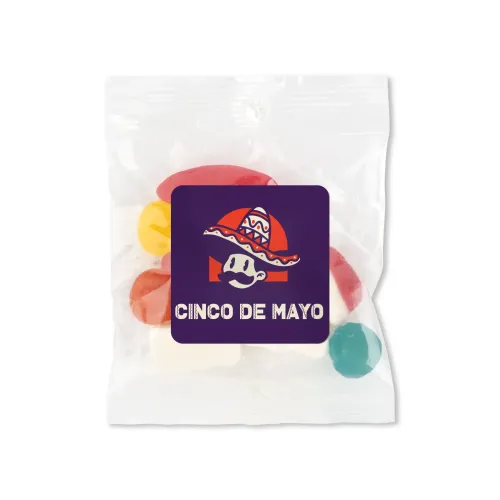 Assorted Jelly Party Mix in 50 Gram Cello Bag - 50mm x 50mm Label