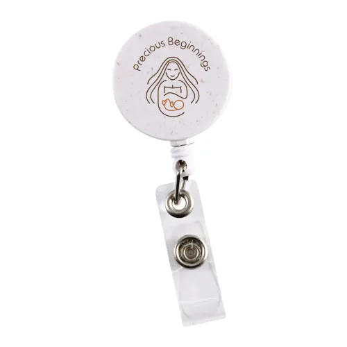 Retractable Badge Holder Wheat Straw - Retractable Badge Holder Wheat Straw
