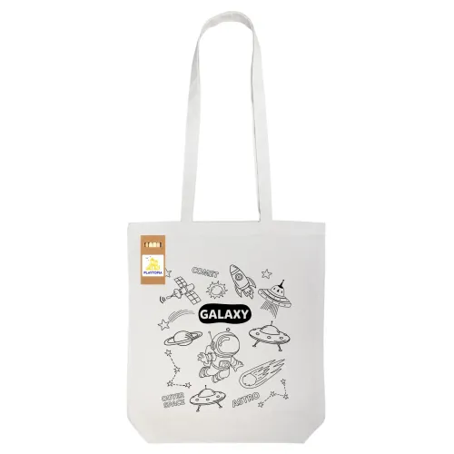 Colouring Long Handle Cotton Bag & Pencils - Colouring Long Handle Cotton Bag & Pencils