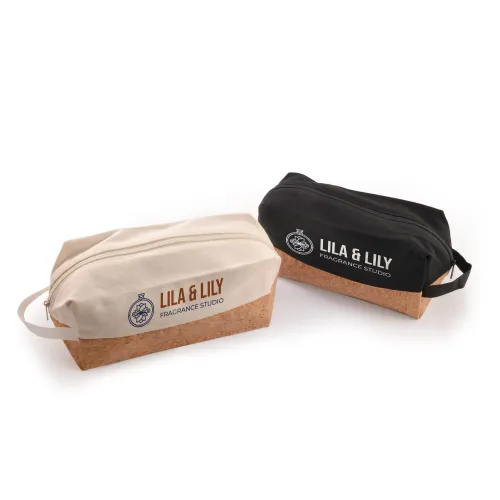 Scenic Cotton Cork Utility Pouch - Black and White