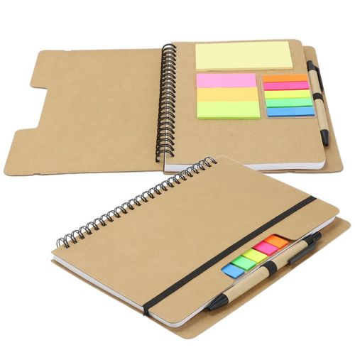 Kraft Notebook with Notes and Flags