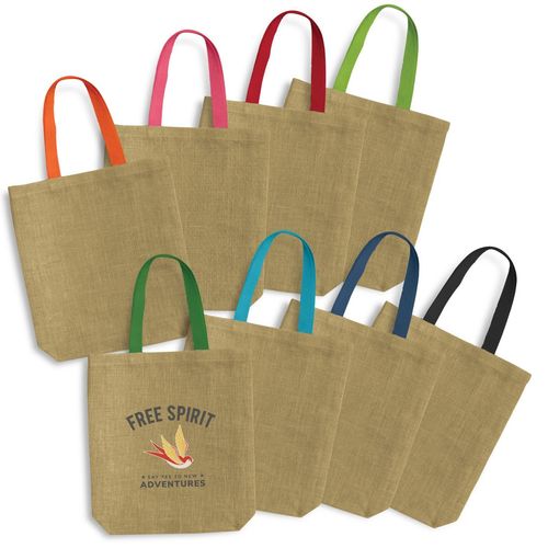 Thera Jute Tote Bag - Coloured Handles