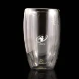 Sierra 450ml Double Wall Glass Cup - Side with logo