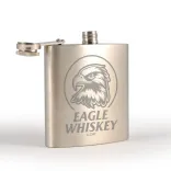 Stainless Steel Hip Flask - Angle Front Open with logo
