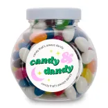 Assorted Colour Mini Jelly Beans in Container - Label Side