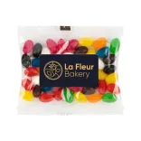 Assorted Colour Mini Jelly Beans in 50 Gram Cello Bag - Digital Label 55 x 30mm