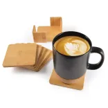 Tropic Bamboo Coasters Set of 6 - with coffee