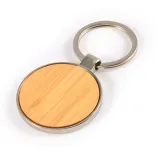 Circle Bamboo Zinc Keytag - Silver/Bamboo