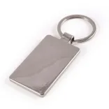 Rectangle Bamboo Zinc Keytag - Stainless Side