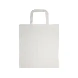 Coloured Cotton Short Handle Tote Bag - White