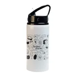Amore 500ml Junior Bottle - Flip Straw Lid - White Screen Print