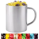 Corporate Colour Mini Jelly Beans in Java Mug - Silver/Corporate Colour
