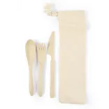 Delish Eco Cutlery Set in Calico Pouch - above