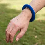 Wrist Disc Silicone Flyer - Blue on Wrist