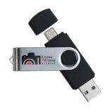 Swivel USB Flash Drive Dual 8GB - Digital Print Silver