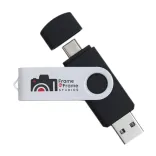 Swivel USB Flash Drive Dual 8GB - Digital Print White