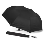 Avon Compact umbrella in black, open profile view with matching sleeve