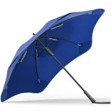 Underside view of BLUNT Classic umbrella in ocean blue showing frame structure