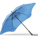 Underside view of BLUNT Classic umbrella in sky blue showing frame structure