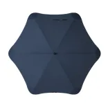 Top view of BLUNT Exec umbrella in midnight navy showing six-panel canopy