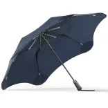 Underside view of BLUNT Metro Umbrella in midnight blue showing internal frame and canopy tension