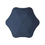 Top view of BLUNT Metro Umbrella in midnight blue with six-panel canopy and centred black tip