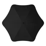 Top view of black BLUNT Sport umbrella with six-panel canopy and rounded edges