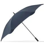 Side view of navy BLUNT Sport umbrella showing curved canopy and straight black handle