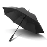 Cirrus umbrella in black with straight handle, open underside view