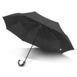 Colt umbrella in black with curved hook handle, open underside view