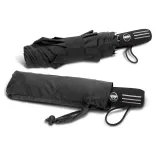 Director umbrella in black, closed view with matching sleeve