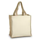 Natural Horus Tote Bag with jute sides, cotton front panel and matching handles.