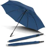 Hurricane Sport umbrella in royal blue, open underside view with two closed umbrellas, one in branded sleeve