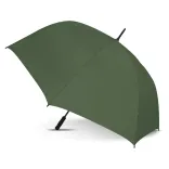 Hydra Sports umbrella in olive, open profile view with black handle and tip