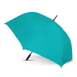 Hydra Sports umbrella in teal, open profile view with black handle and tip