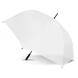 Hydra Sports umbrella in white, open profile view with black handle and tip