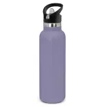 Powder coated stainless steel drink bottle with carry lid in mauve.