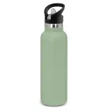 Powder coated stainless steel drink bottle with carry lid in sage.