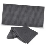 Palms Luxury Towel in charcoal grey with ribbed texture, folded and displayed flat.