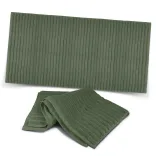 Palms Luxury Towel in olive with textured ribbed pattern, neatly folded and laid flat.