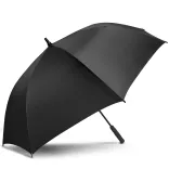 Patronus umbrella in black and silver, open exterior side view