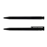 Recycled Plastic Pen in black, front and side views